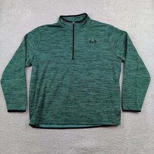 Realtree Pullover 1/4 Zip Men 2XL Green Space Dye Fleece Lined RN91497